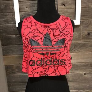 Adidas red and black sleeveless logo Pharrell Williams crop top women's size s